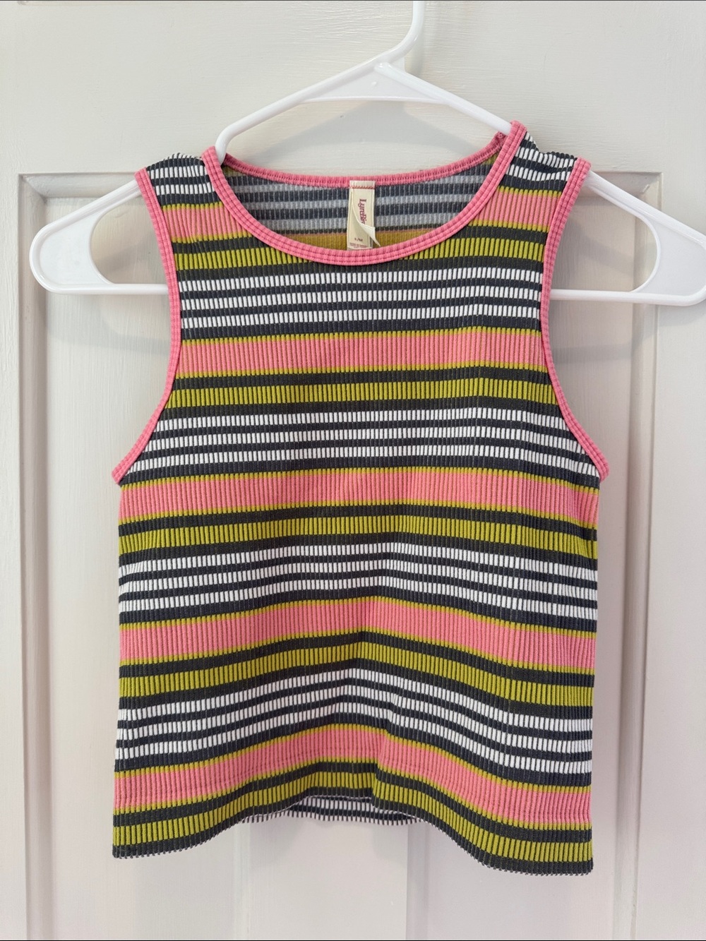 Anthropologie LyreBird Striped Ribbed Sports Bra Tank - Pink/Olive/Black/White